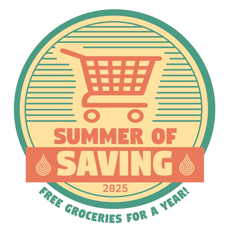 Image of Summer of Saving groceries giveaway logo.