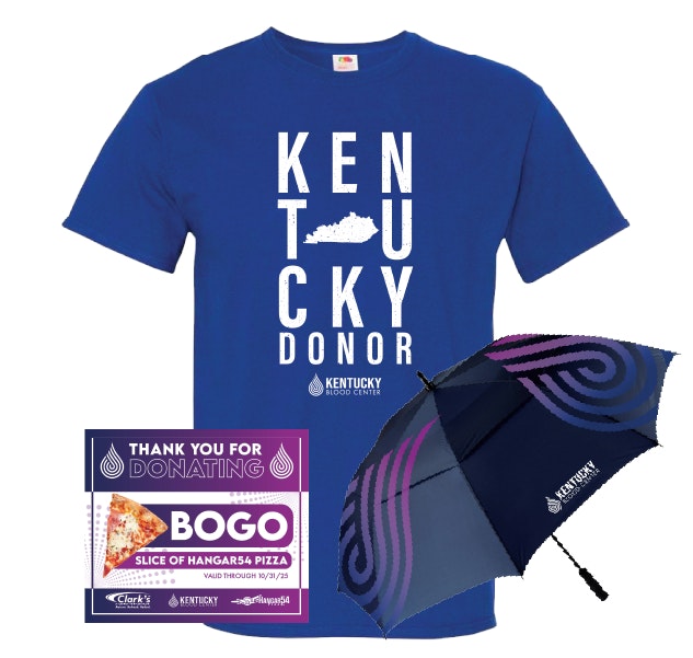 All TMMK donors will receive a Kentucky Donor T-shirt and a coupon for a buy one, get one slice of Hangar 54 Pizza at Clark's Pump-N-Shop. Donors who enrolled in the Toyota Triple Crown Club in February can also get one step closer to earning a special-edition umbrella.